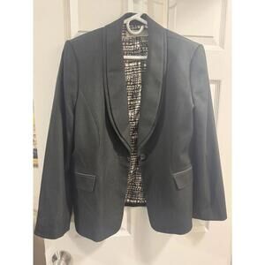 Tahari Black Blazer Women’s 14P Jacket Crepe Career Formal Office Petite
